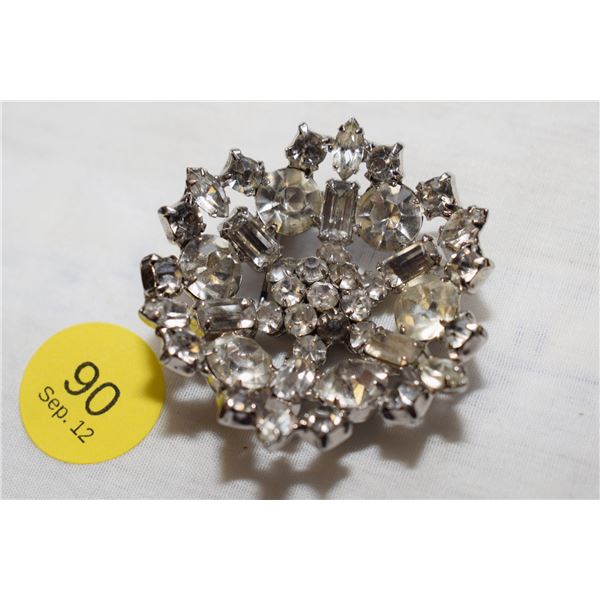 Vintage Clear Rhinestone Brooch