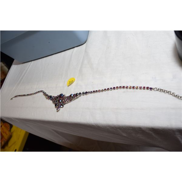 Vintage Continental Signed Aurora Borealis Drop Choker Necklace