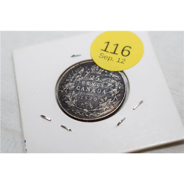 1920 Canada 25 cent Silver Coin