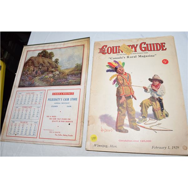 1940 Stenen Sask Calendar & 1929 Country Guide