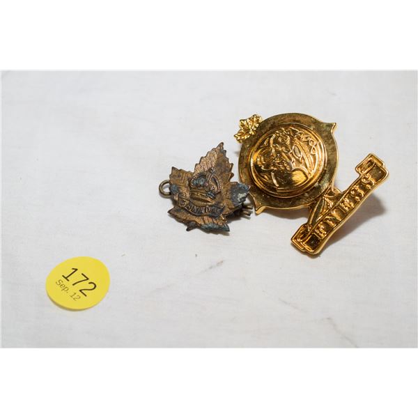 WWI Canadian Collar Badge & Vintage FNESS Lapel Pin