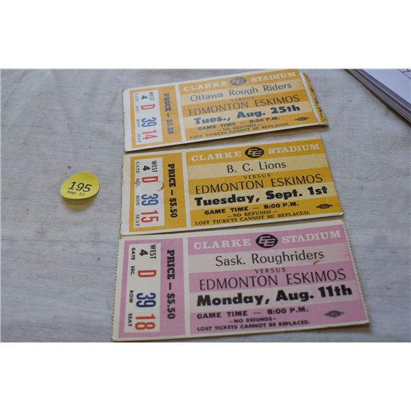 Vintage CFL Tickets – Eskimos, Roughriders, etc.