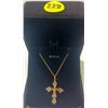 Image 1 : 19) NEW 18K Gold Plated 32.0mm Cross Necklace - 18" Long