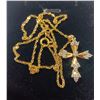 Image 5 : 19) NEW 18K Gold Plated 32.0mm Cross Necklace - 18" Long