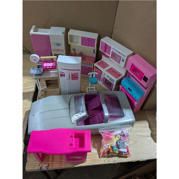 Barbie Kitchen Sets, Corvette, & Accessories