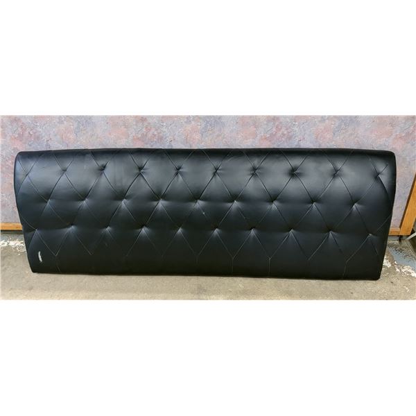 Size Queen and Double Black faux-leather tufted headboard or backrest panel featuring a diamond-stit