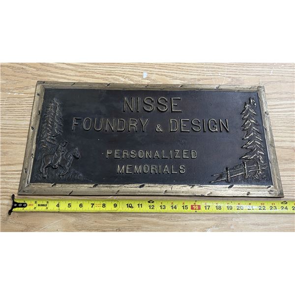 Brass Nisse Foundry & Design Plaque. (Weight - 10.65 Kg)