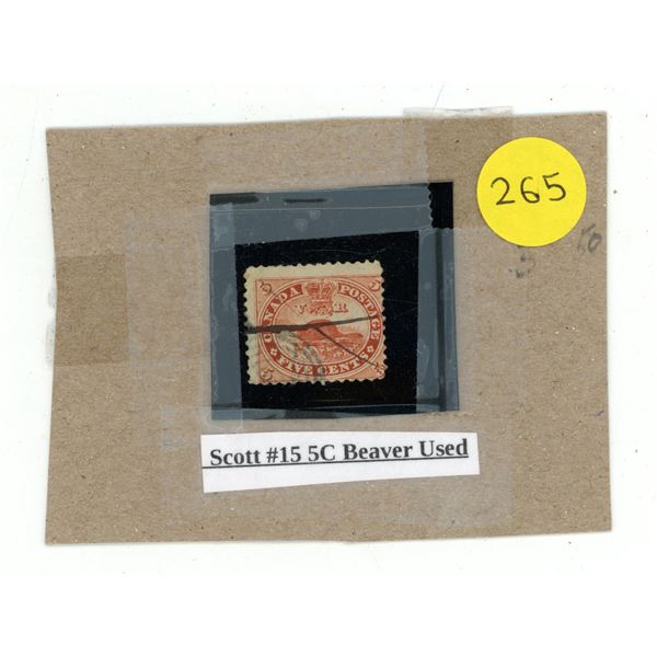 Scott #15 5C Beaver Used.