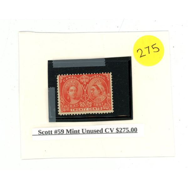 Scott #59 Mint Unused CV $275.00.