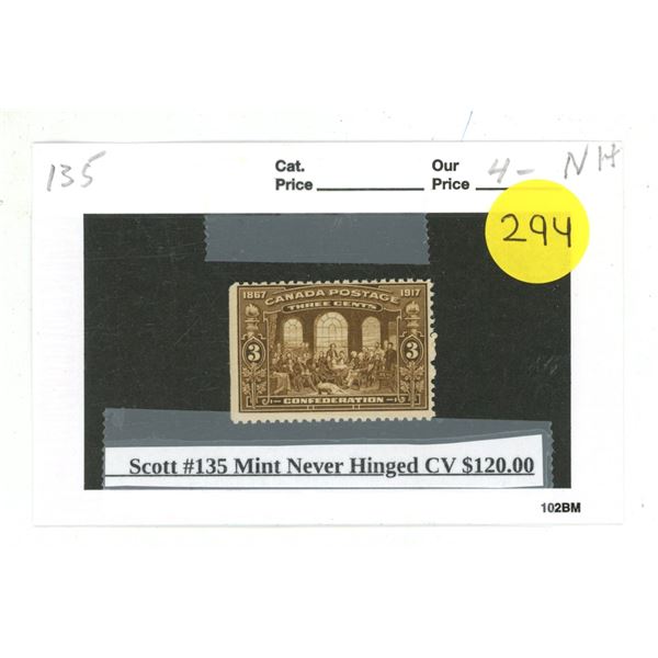 Scott #135 Mint Never Hinged CV $120.00.