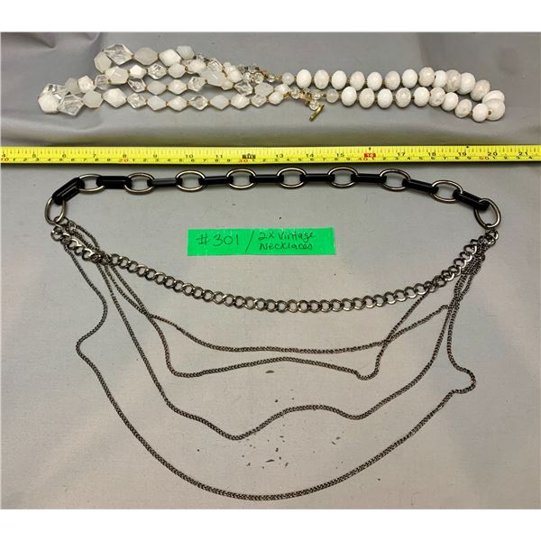 (2) Vintage Costume Jewelry Necklaces (Black & White)