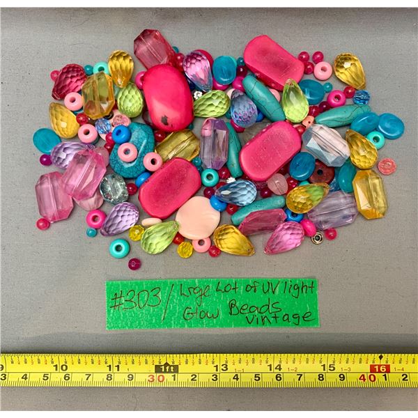 Lare Lot of Vintage UV Glow Beads