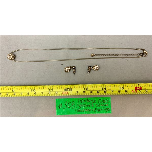 Vintage Cubic Zirconia Necklace & Earrings Set