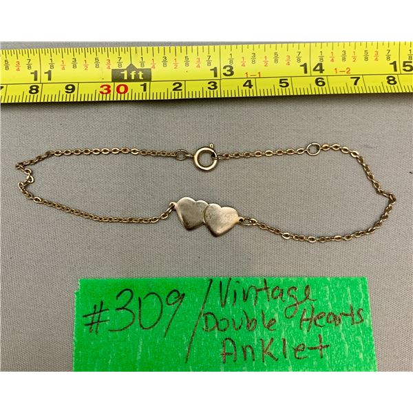 Vintage “Double Hearts” Anklet Bracelet