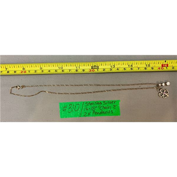 18” Sterling Silver “925” Chain & (2) Pendants