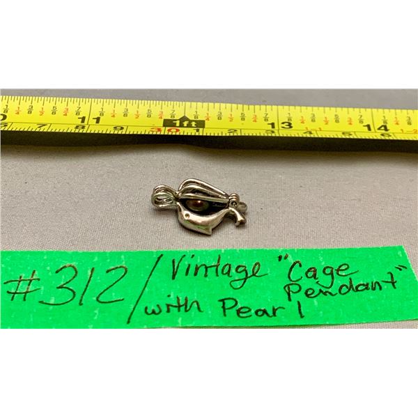 Vintage Rare Cage Pendant w/ Black Pearl