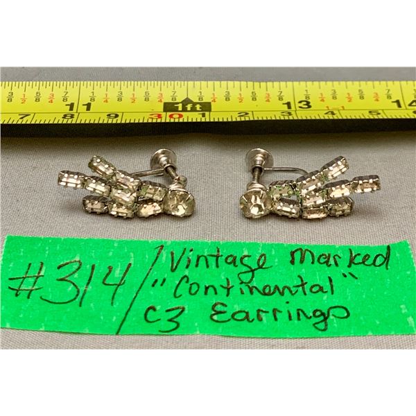 Vintage Marked “Continental” CZ Earring Set