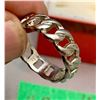 Image 2 : Vintage Chain Link Ring in Box – Size 9.75.  Marked “SI” Possibly Silver 