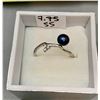 Image 2 : Vintage Sterling Silver “925” Black Pearl w/ Diamonds Ring in Box – Size 