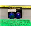 Image 1 : Pair of Handmade Carnival Glass Button Earrings on Card