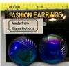 Image 2 : Pair of Handmade Carnival Glass Button Earrings on Card
