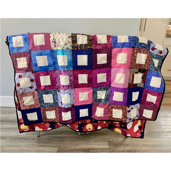 Hand Crafted Quilt, Twin Size.  Cotton Top & Flannel/Soft Cotton Inside – NEW