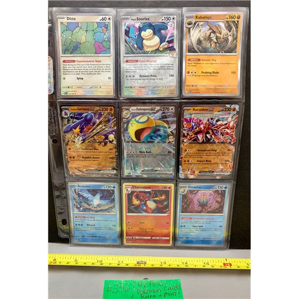 (9) Rare Pokémon Holo Cards in Sleeve – MINT