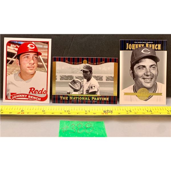 (3) Johnny Bench MLB Baseball Cards