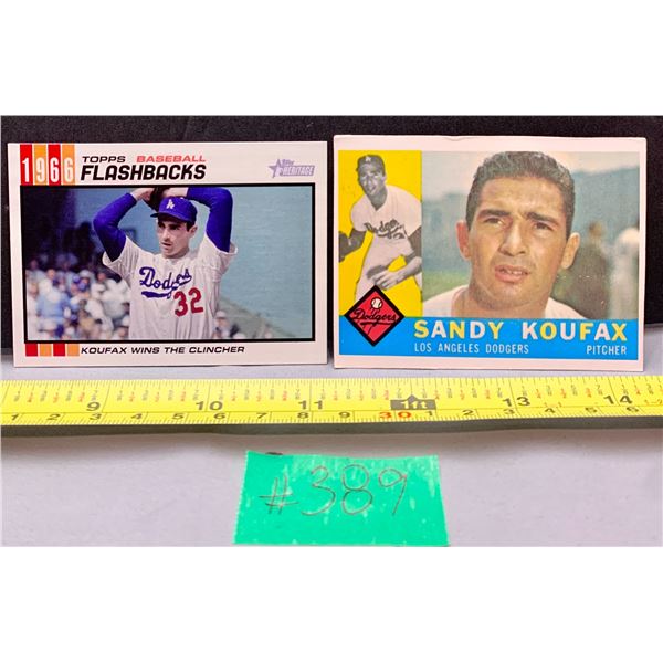 (2) Sandy Koufax MLB Baseball Cards