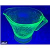 Image 1 : Uranium glass round creamer, 3 1/4 x 4 1/2 inches, no damage, glows!