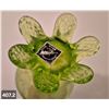 Image 2 : Green Altaglass art glass vase w/label, no damage, 9 1/4 inches tall