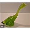 Image 1 : Green Altaglass art glass duck w/label, no damage, 9 inches tail to beak