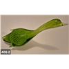 Image 2 : Green Altaglass art glass duck w/label, no damage, 9 inches tail to beak