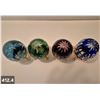 Image 4 : Group of 4 Bohemian cut glass eggs on 24k gold-plated stands