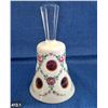 Image 1 : Vintage  Bohemian cut-glass bell, cranberry and white glass, enamelled, 5 1/4 inches tall