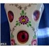 Image 3 : Vintage  Bohemian cut-glass bell, cranberry and white glass, enamelled, 5 1/4 inches tall