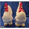 Image 2 : Pair of mid-century kitchen decor pottery roosters, 8 inches tall, good condition