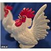 Image 4 : Pair of mid-century kitchen decor pottery roosters, 8 inches tall, good condition