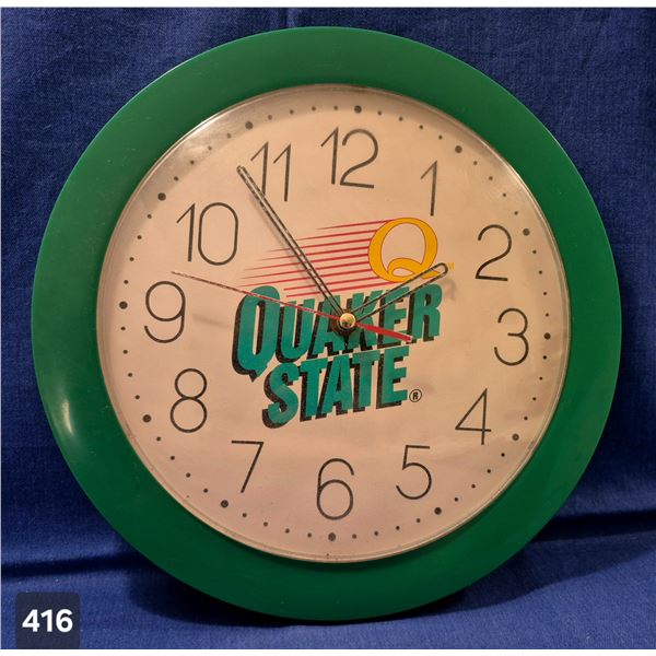 Quaker State Oil advertising clock, works, battery-operated