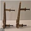 Image 3 : Pair of antique heavy, solid brass door pulls, 6 3/4 inches long