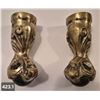 Image 1 : Pair of solid brass and glass ball & claw table/stool feet 3 3/4 inches