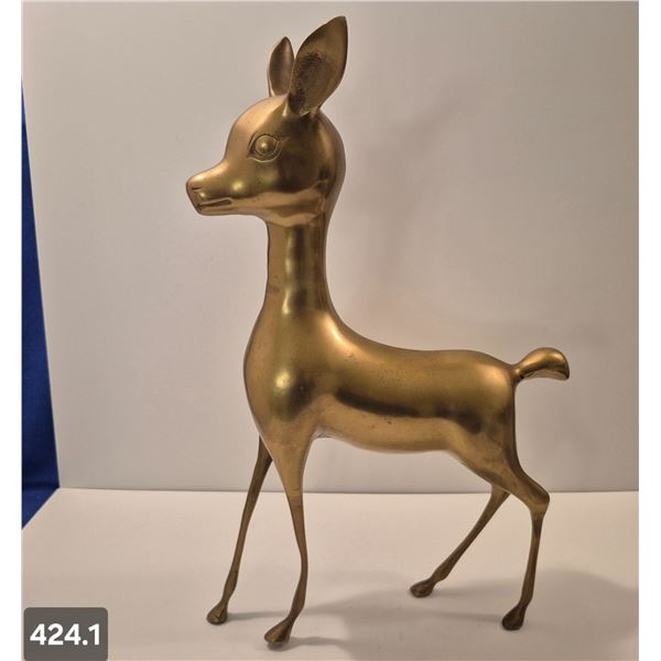 Large MCM solid brass stylized deer, 16 inches tall
