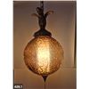 Image 1 : MCM Hollywood Regency hanging amber swag lamp with original light diffuser inside, works