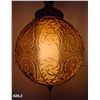 Image 2 : MCM Hollywood Regency hanging amber swag lamp with original light diffuser inside, works