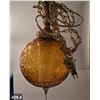 Image 4 : MCM Hollywood Regency hanging amber swag lamp with original light diffuser inside, works