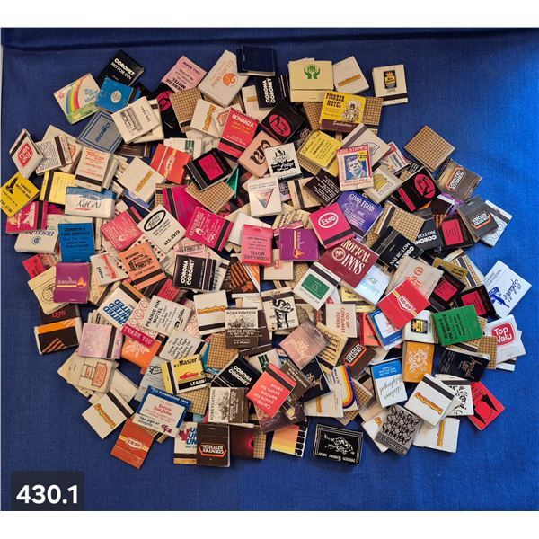 Large collection of paper advertising matchbooks, includes some soap bars, wooden matches in small c