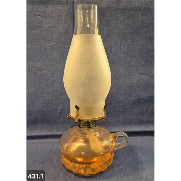 Oil lamp, finger lamp, with chimney, working with wick