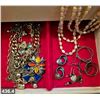 Image 4 : Large vintage jewelry box with contents, mostly heavy glass jewelry
