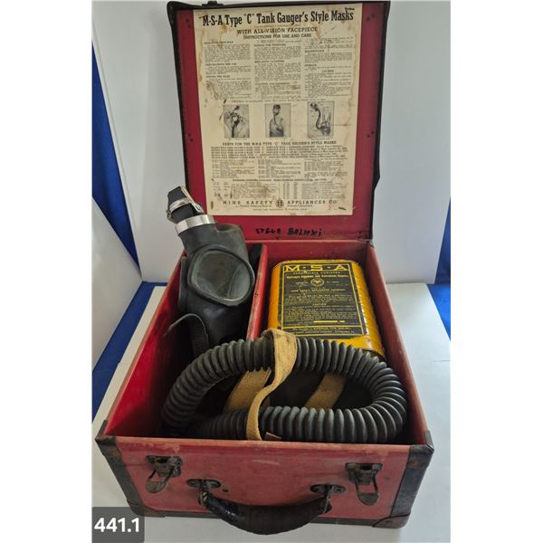 Antique gas mask in original case