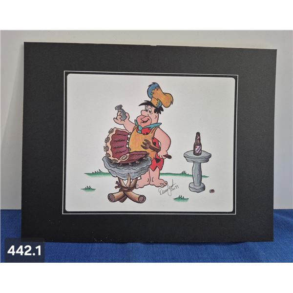 Flintstones animation signed art print, 8 1/2 x 11 inches. (No Glass Cover)